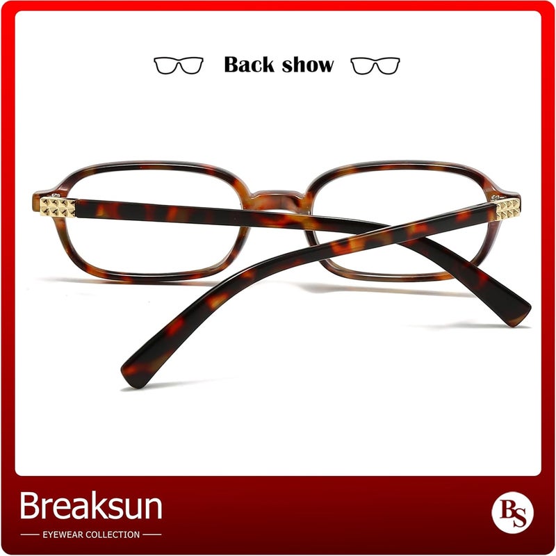 Breaksun Retro Rectangle Glasses for Women Men Small Square Blue Light Blocking Glasses Vintage Eyeglasses - Image 4